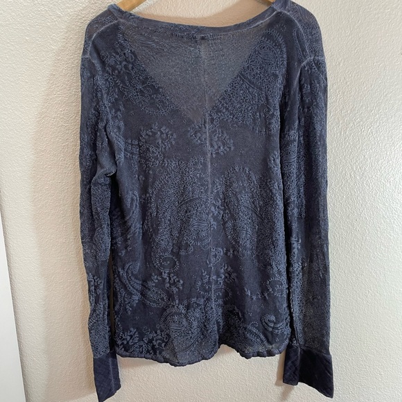 Tempo Paris Made in Italy Blue Lace V-Neck Long Sleeve Size L - Picture 9 of 9